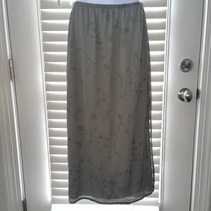 Y2K Vintage Norton McNaughton Olive Green Floral Maxi Skirt